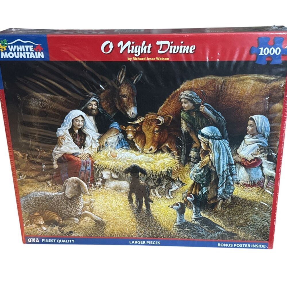 White Mountain 1000 Pc Puzzle O Night Divine Nativity Scene New Sealed